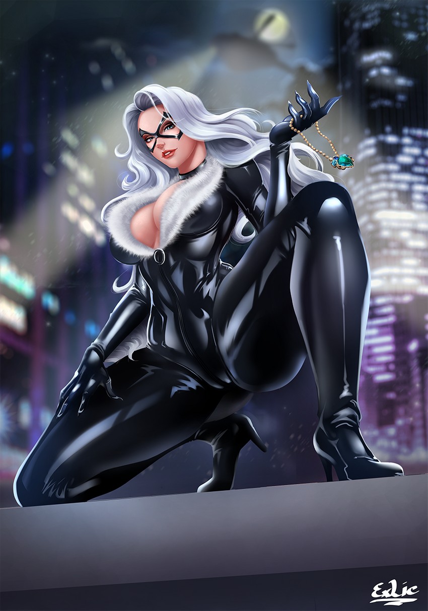 black cat and felicia hardy (marvel and 1 more) drawn by exlic
