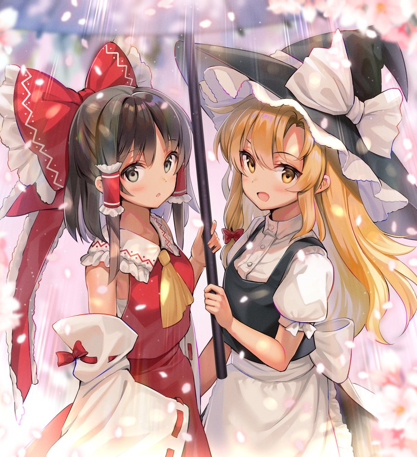 hakurei reimu and kirisame marisa (touhou) drawn by kiyosato_0928