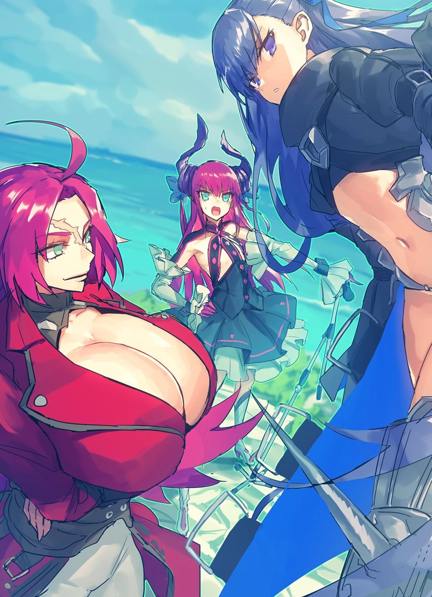 meltryllis, elizabeth bathory, and francis drake (fate and 2 more) drawn by melon22