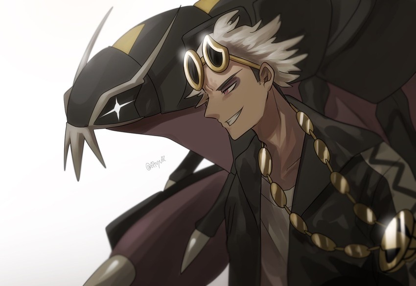 guzma and golisopod (pokemon and 1 more) drawn by yukifuri_tsuyu