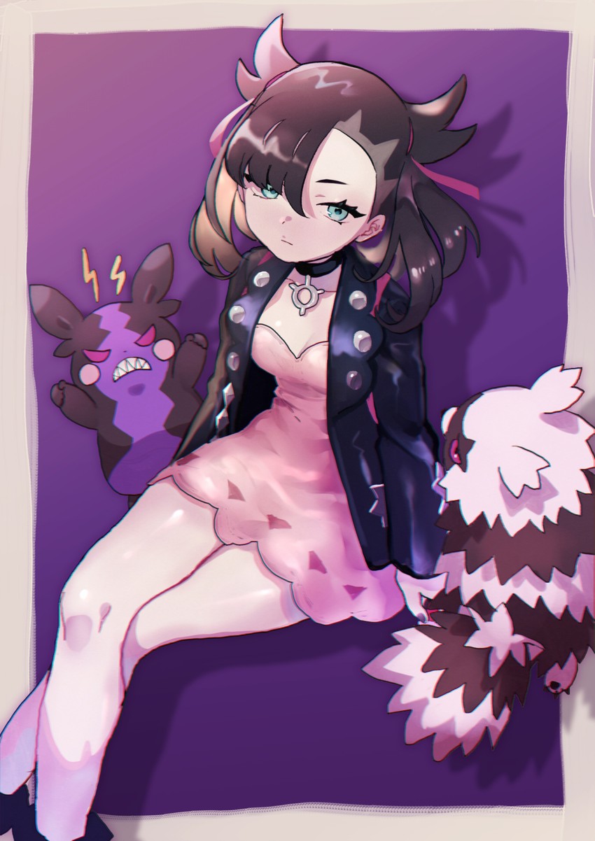 marnie, morpeko, and galarian zigzagoon (pokemon and 1 more) drawn by natsuiro_xx