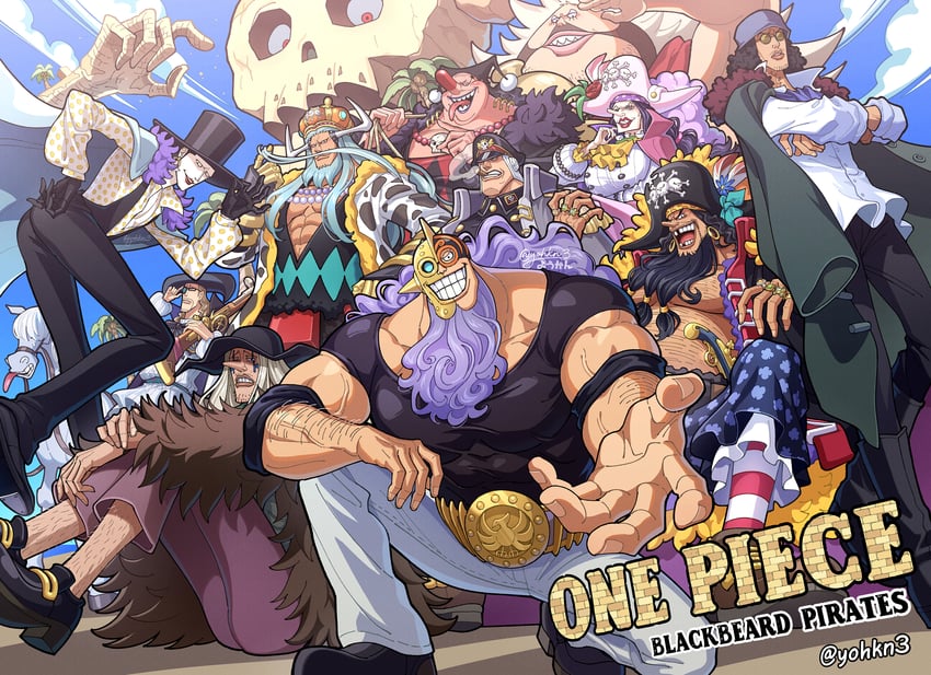 aokiji, marshall d. teach, jesus burgess, avalo pizarro, lafitte, and 7 more (one piece) drawn by youkan_(tako)