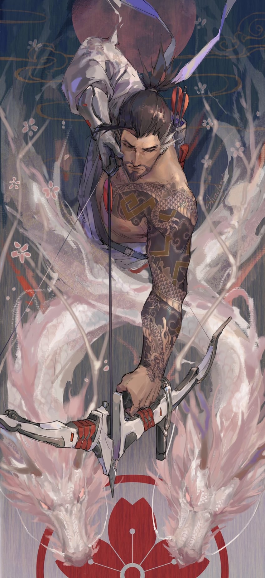 hanzo (overwatch and 1 more) drawn by shadowyahaha