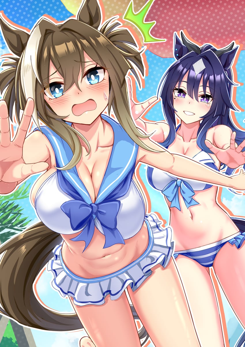 cheval grand and verxina (umamusume) drawn by zenrakishi