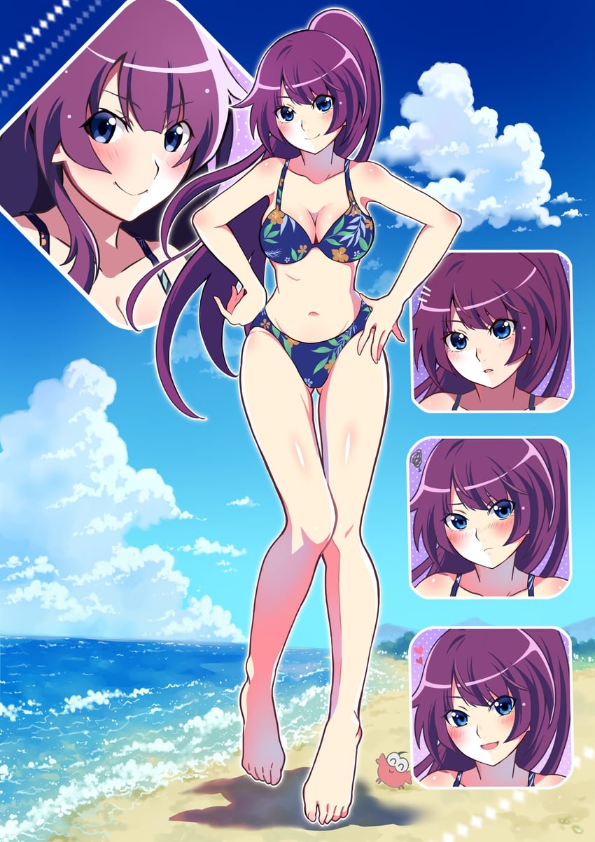 senjougahara hitagi (monogatari and 1 more) drawn by mashimaro_tabetai