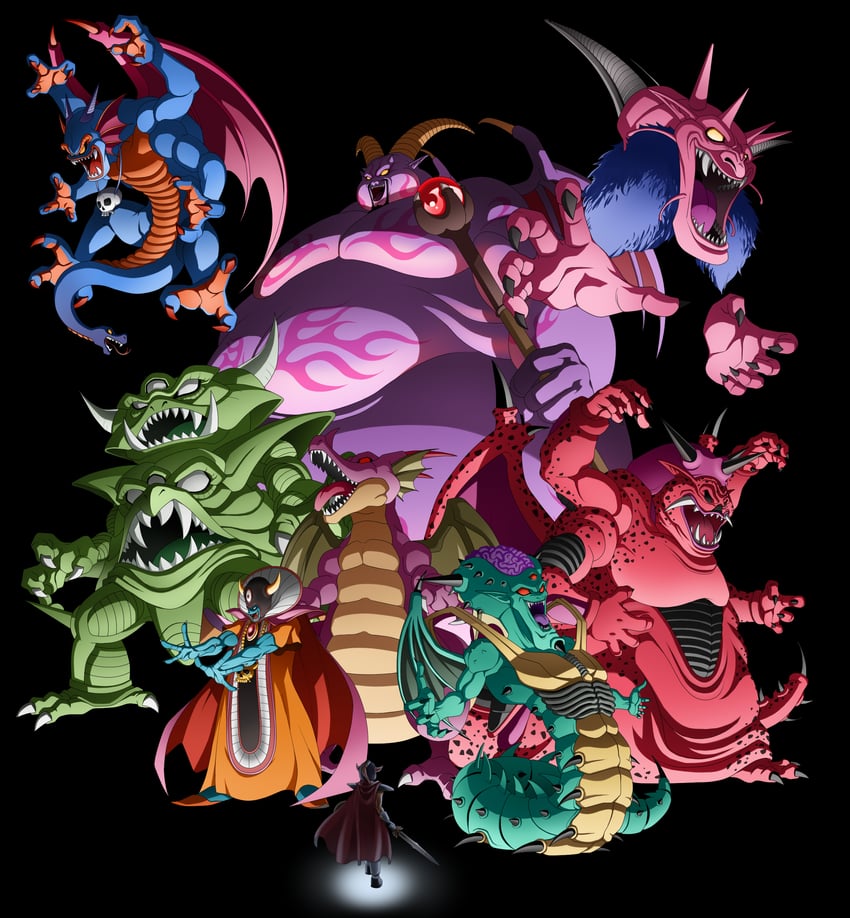 hero, sidoh, dragon lord, zoma, death pisaro, and 5 more (dragon quest and 8 more) drawn by kamakiri