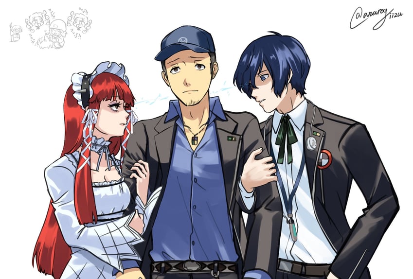 yuuki makoto, sanada akihiko, aragaki shinjirou, iori junpei, amada ken, and 2 more (persona and 1 more) drawn by anarogiizu