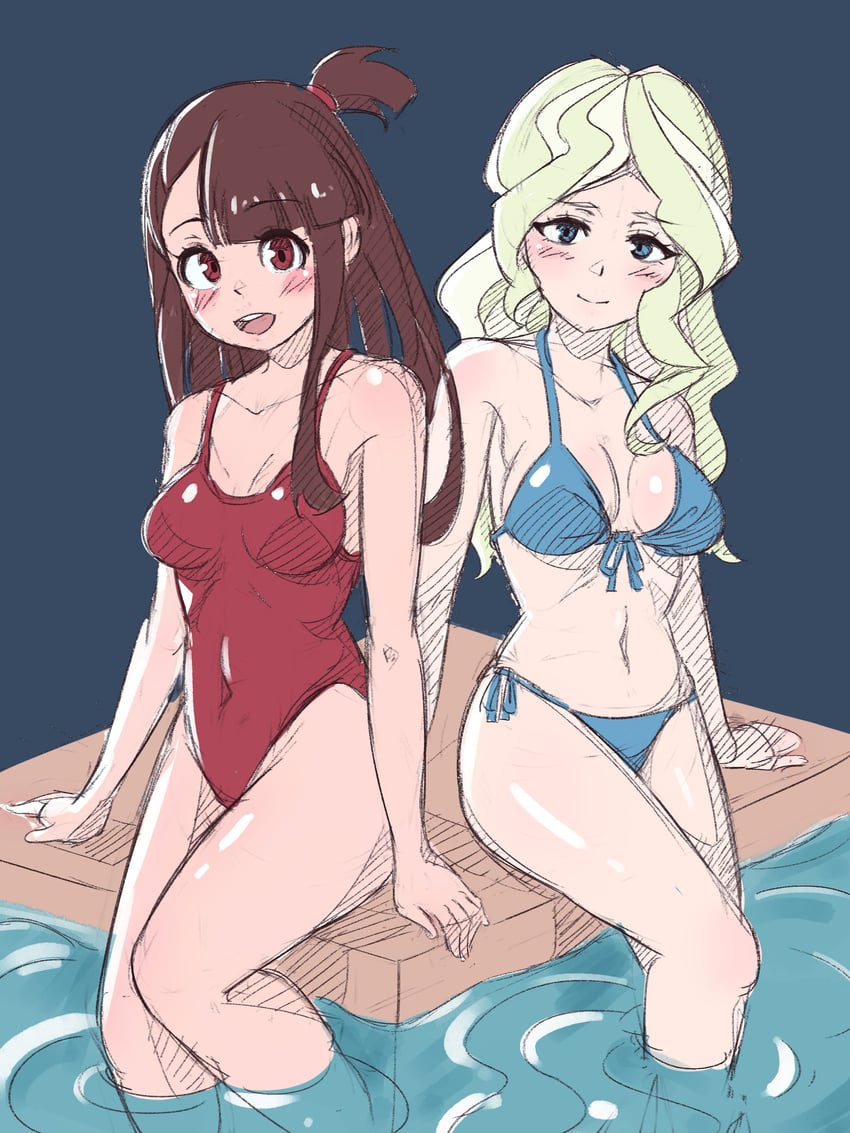 kagari atsuko and diana cavendish (little witch academia) drawn by madabau