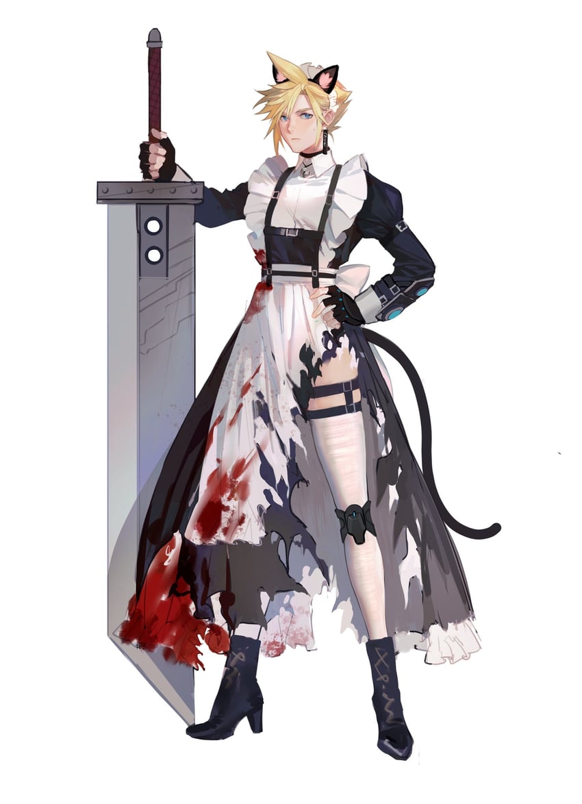 cloud strife (final fantasy and 2 more) drawn by xianyu314