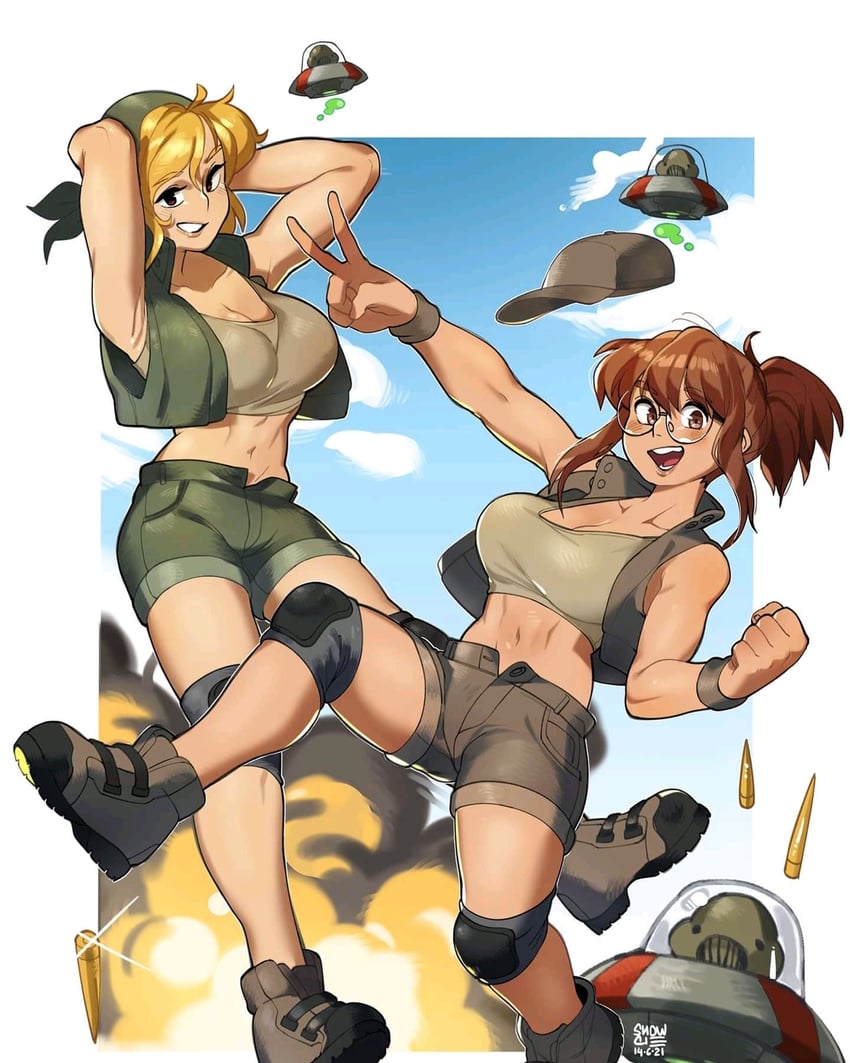 fio germi and kasamoto eri (metal slug) drawn by jaestarj
