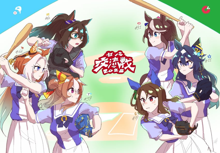 tokai teio, king halo, verxina, copano rickey, el condor pasa, and 1 more (umamusume and 6 more) drawn by 4me_4ma