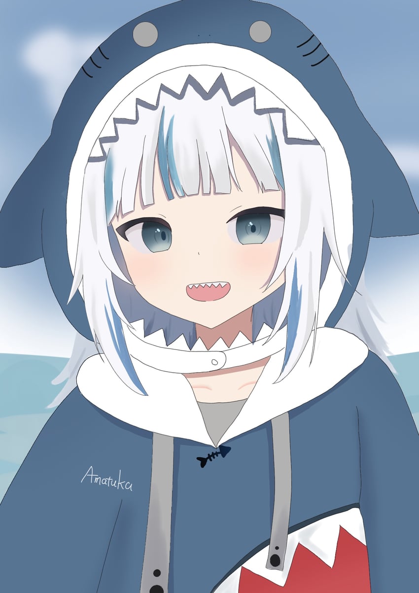 gawr gura (hololive and 1 more) drawn by amatuka_(pixiv_104316368)