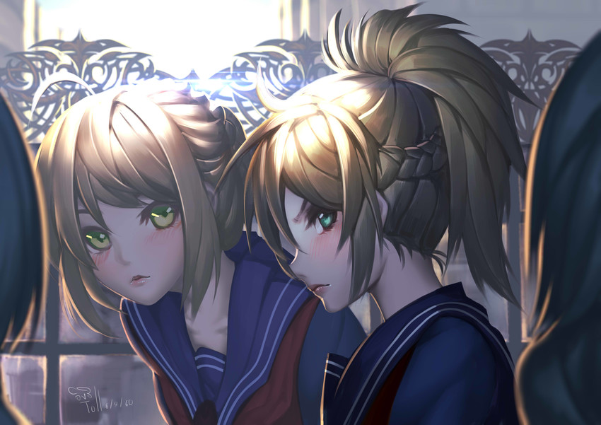artoria pendragon, saber, and mordred (fate and 2 more) drawn by tollrin-senpai
