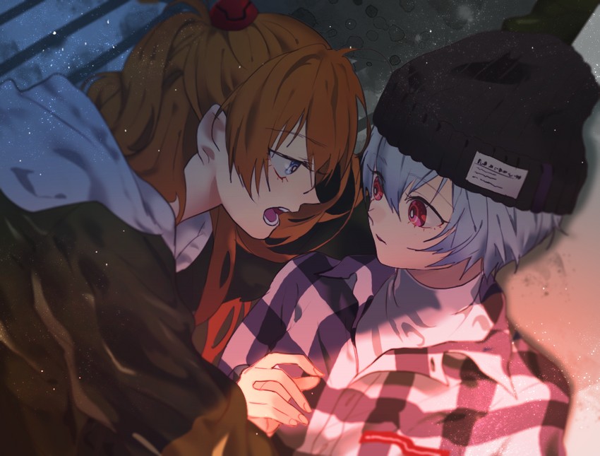 souryuu asuka langley and ayanami rei (neon genesis evangelion) drawn by p_(pkochan)