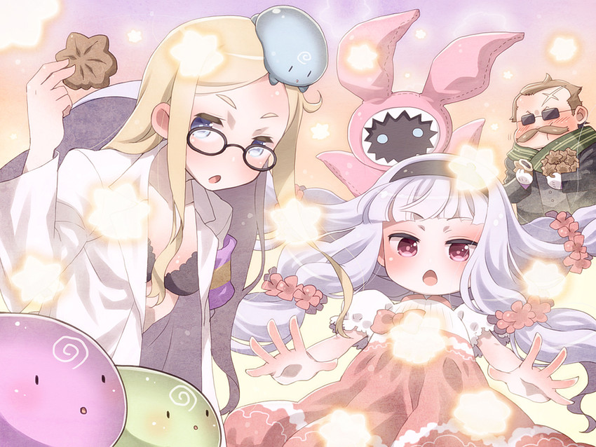 hoshimiya kate, galaktika, natasha, kurukuru, and shikabane gorou (sekai seifuku: bouryaku no zvezda) drawn by kazami_miki