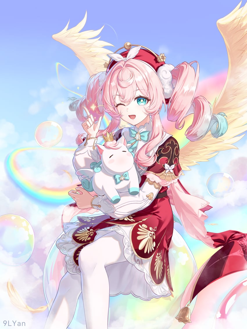hyacine and little ica (honkai and 1 more) drawn by jiuleyan
