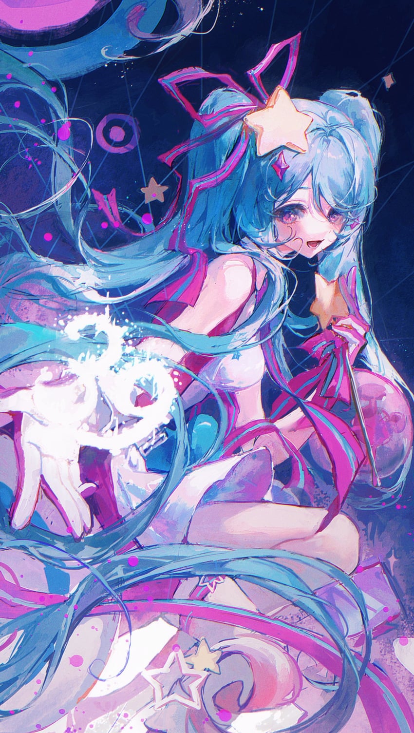hatsune miku and magical mirai miku (vocaloid and 1 more) drawn by maccha_(mochancc)