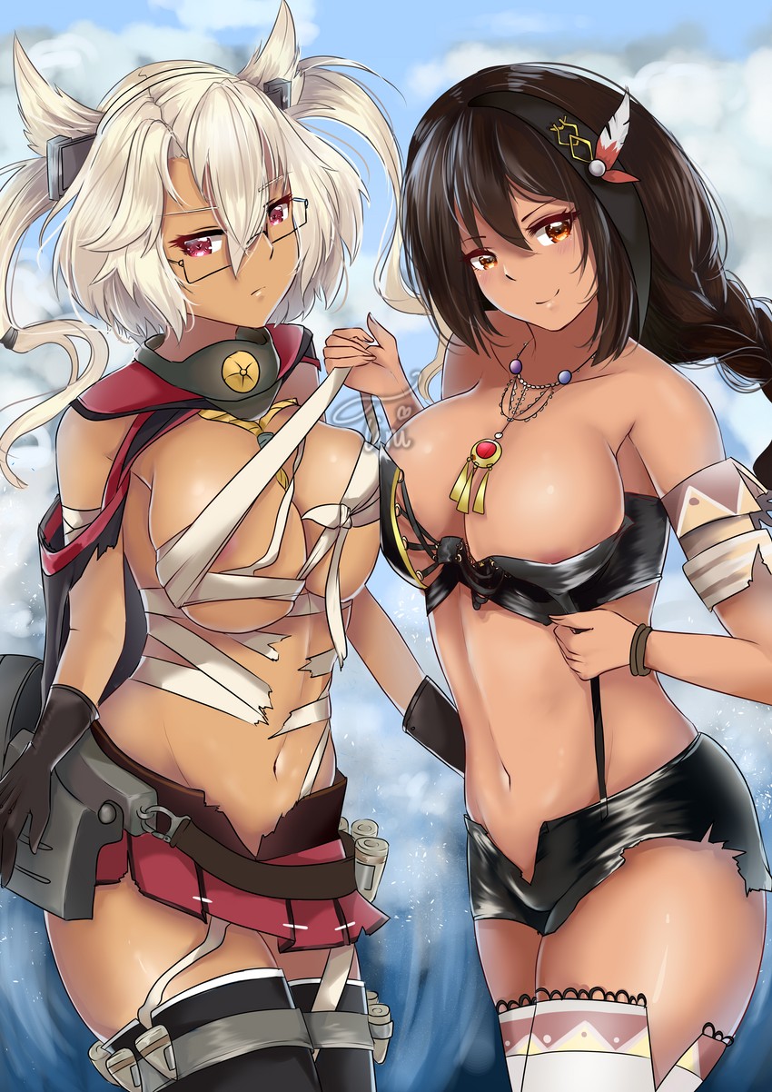 musashi and south dakota (kantai collection and 1 more) drawn by tini