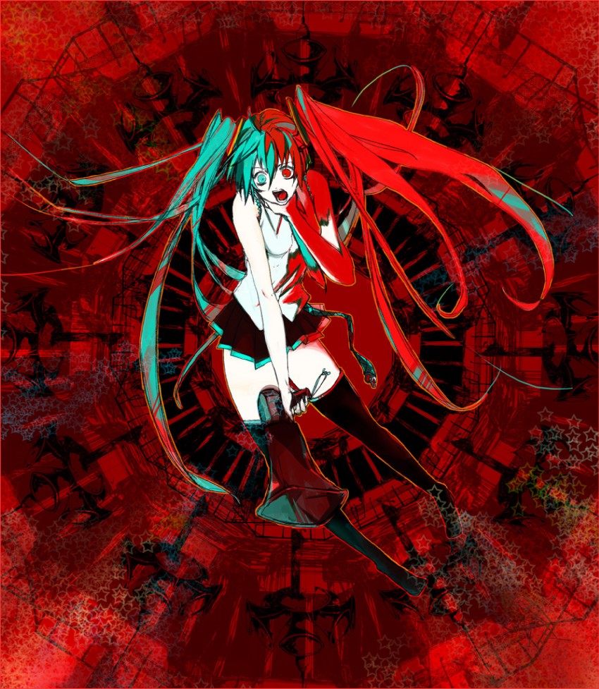 hatsune miku (vocaloid and 1 more) drawn by zaki_mitsunori