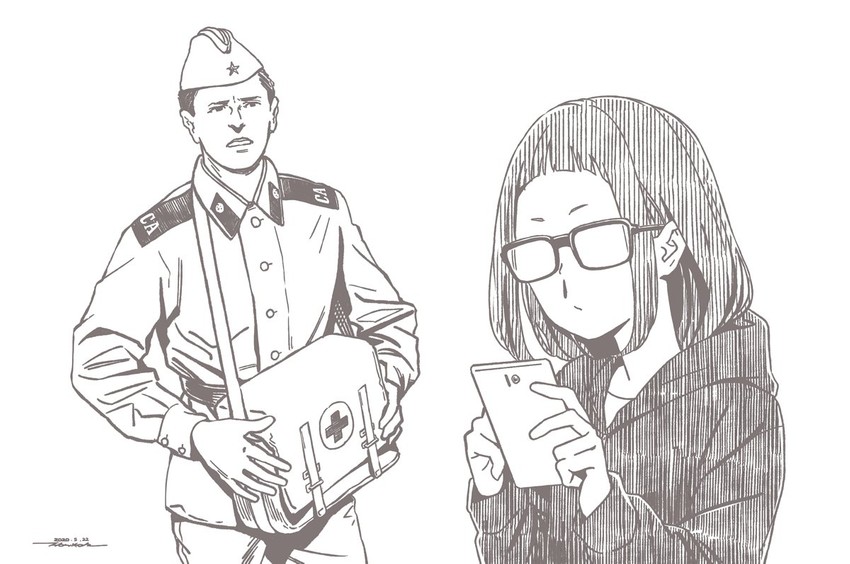 oogaki chiaki (real life and 1 more) drawn by horikou