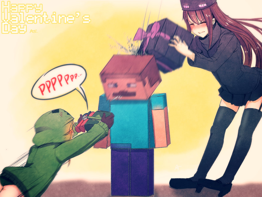 creeper, enderman, steve, cupa, and ander (minecraft and 1 more) drawn by at2.
