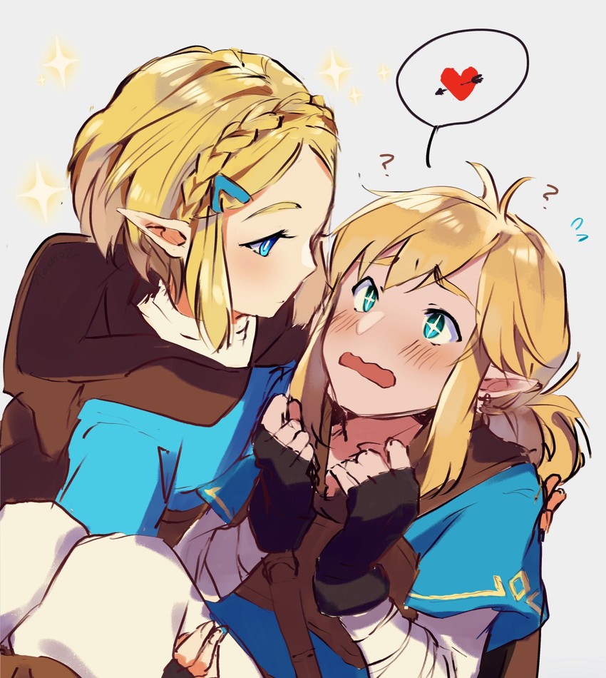 link and princess zelda (the legend of zelda and 1 more) drawn by nachoz_(nachozart)