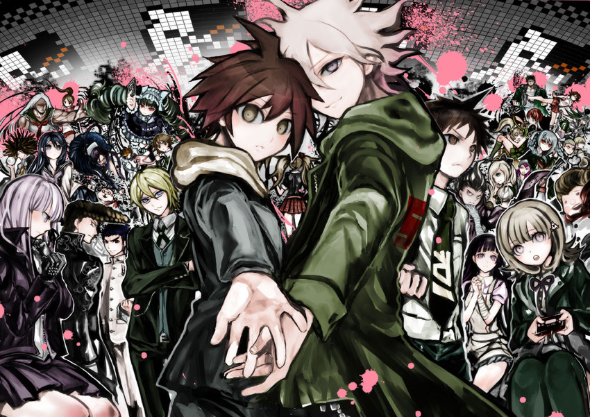 nanami chiaki, komaeda nagito, hinata hajime, kirigiri kyoko, enoshima junko, and 23 more (danganronpa and 3 more) drawn by watanabe_yuuna