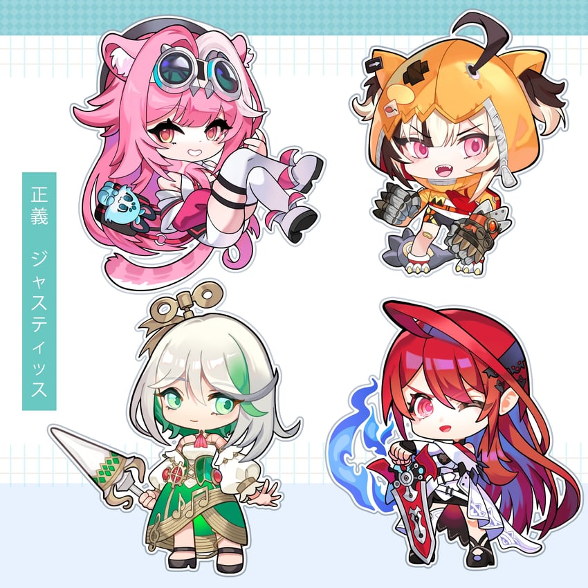 raora panthera, gigi murin, cecilia immergreen, elizabeth rose bloodflame, and chattino (hololive and 1 more) drawn by currynoodle_art