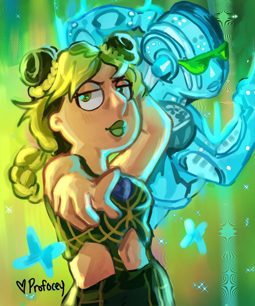kujo jolyne, stone free, and meg griffin (jojo no kimyou na bouken and 2 more) drawn by profocey