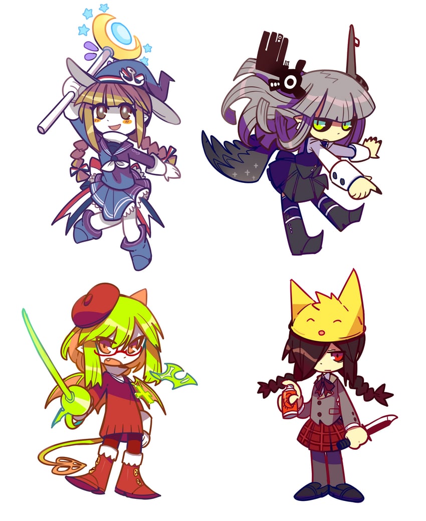 wadanohara, kurai yonaka, yosafire, lord prosciutto, and kurotsuno (funamusea and 4 more) drawn by knifedragon