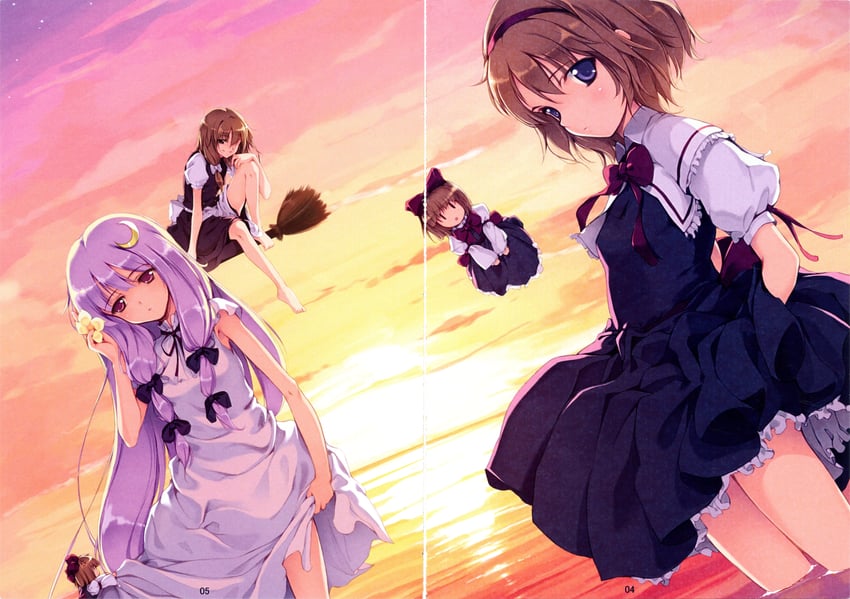 kirisame marisa, alice margatroid, patchouli knowledge, and shanghai doll (touhou) drawn by ke-ta