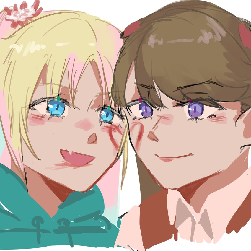 fujishima megumi and osawa rurino (love live! and 1 more) drawn by kepitingtiga