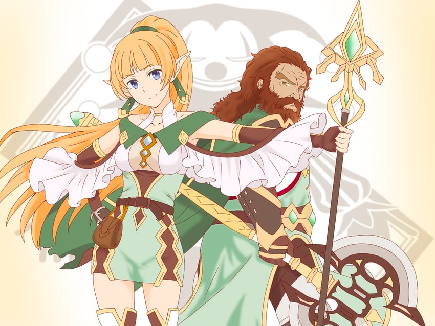 lefiya viridis and gareth landrock (dungeon ni deai wo motomeru no wa machigatteiru darou ka) drawn by maou_(ajtdmw369)
