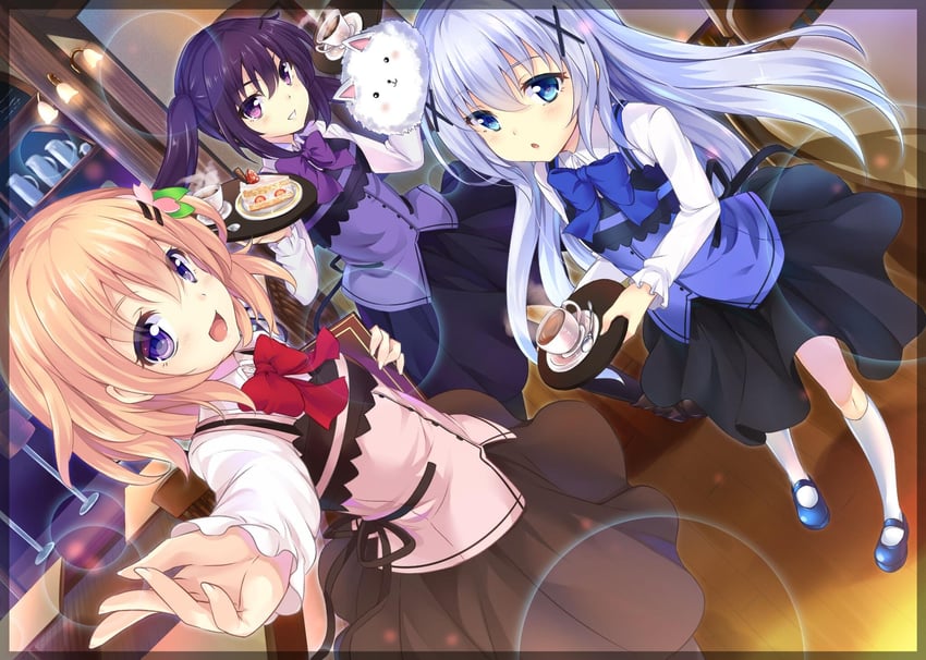 kafuu chino, hoto cocoa, tippy, and tedeza rize (gochuumon wa usagi desu ka?) drawn by hinata_sora