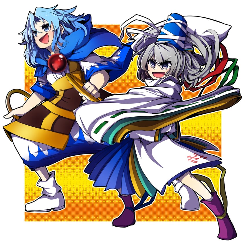 mononobe no futo and kumoi ichirin (touhou) drawn by hurin_raika