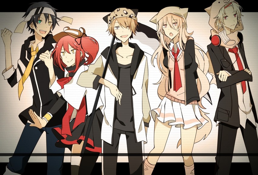 akama yuto, nyamirin, usamaru, tonkyun, and kumano-san (mikagura gakuen kumikyoku) drawn by teranishi_(hazukitera)