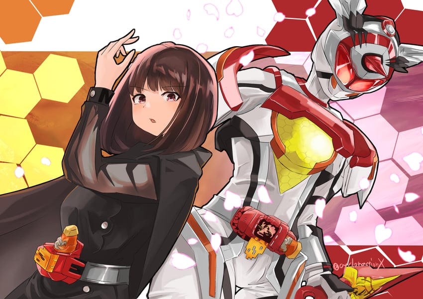 aguilera, kamen rider aguilera, and natsuki hana (kamen rider and 1 more) drawn by cycloneactionx
