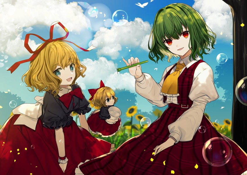 kazami yuuka, medicine melancholy, and su-san (touhou) drawn by daimaou_ruaeru