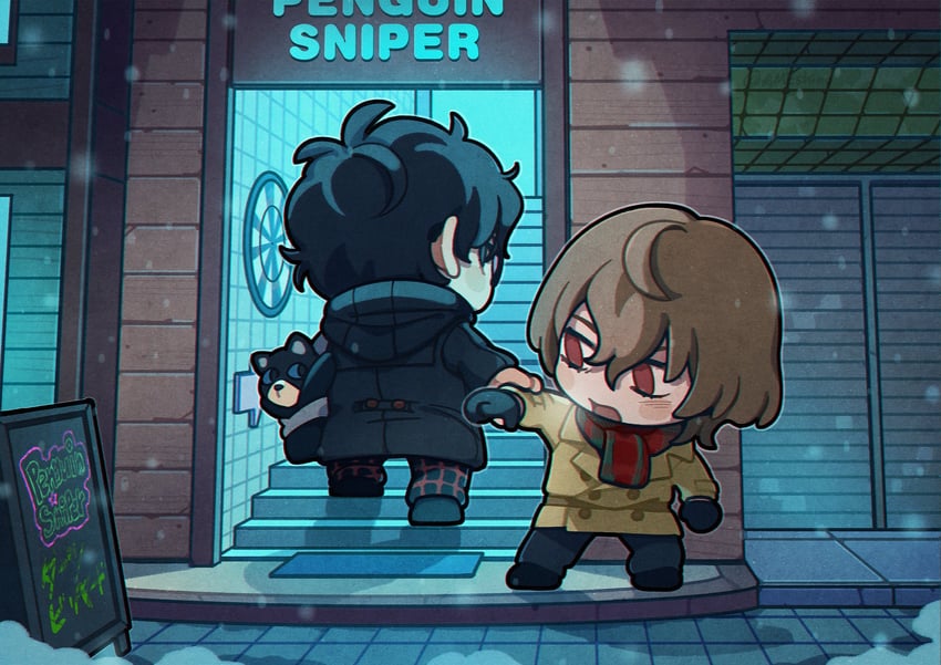 amamiya ren, akechi gorou, and morgana (persona and 1 more) drawn by ameshino