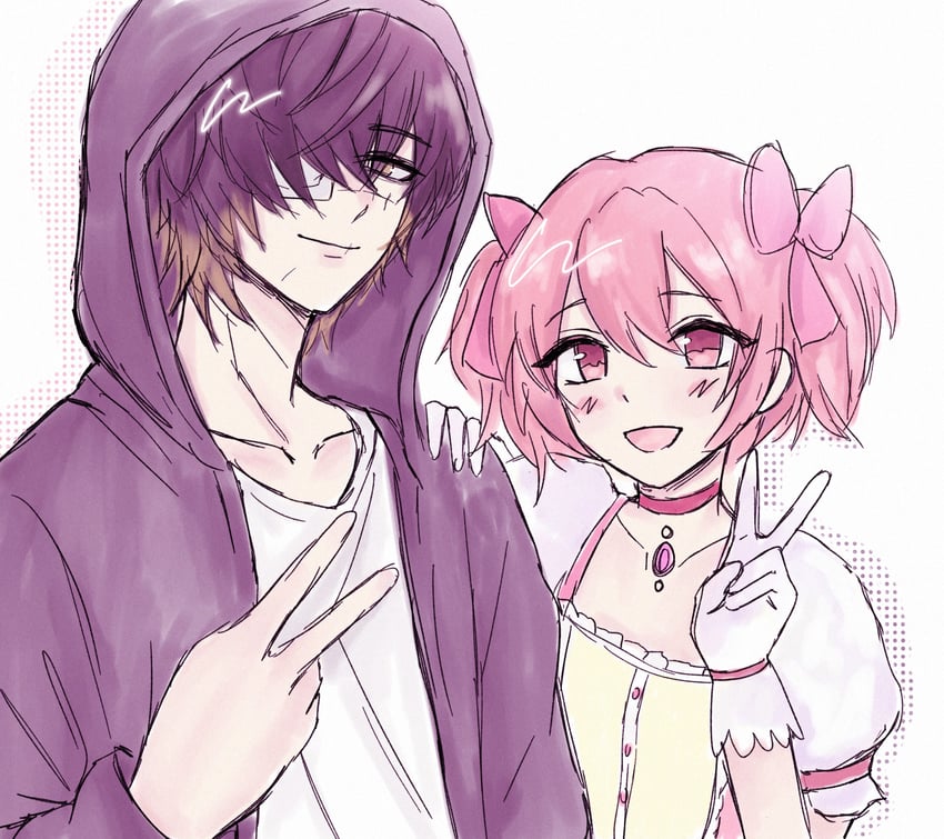 kaname madoka and towa (mahou shoujo madoka magica and 1 more) drawn by mizsua