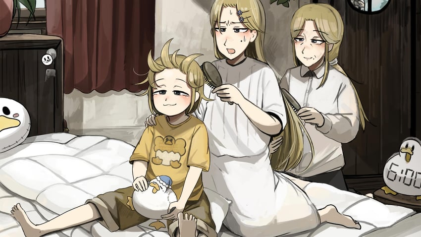 clumsy nun, froggy nun, strict nun, and strict nun's mother (little nuns) drawn by diva_(hyxpk)