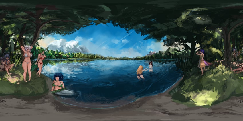 hakurei reimu, kirisame marisa, cirno, kazami yuuka, daiyousei, and 5 more (touhou) drawn by 103anon