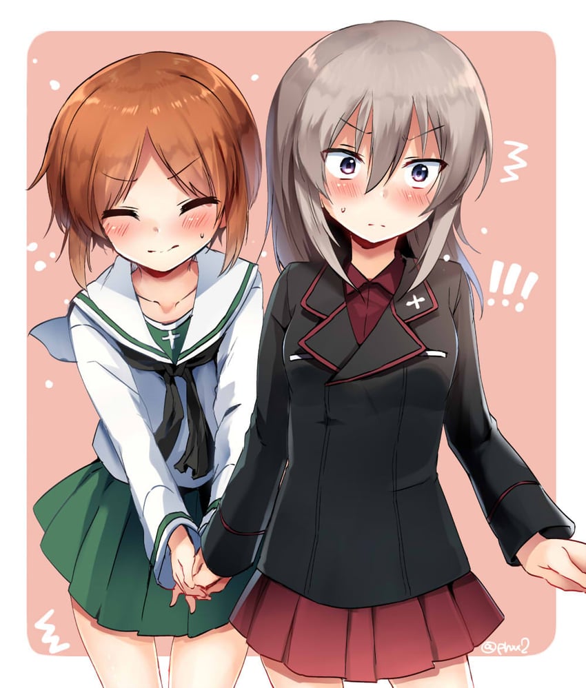 nishizumi miho and itsumi erika (girls und panzer) drawn by marimo_danshaku