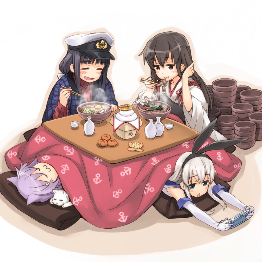 shimakaze, akagi, female admiral, and tama (kantai collection) drawn by matsuryuu