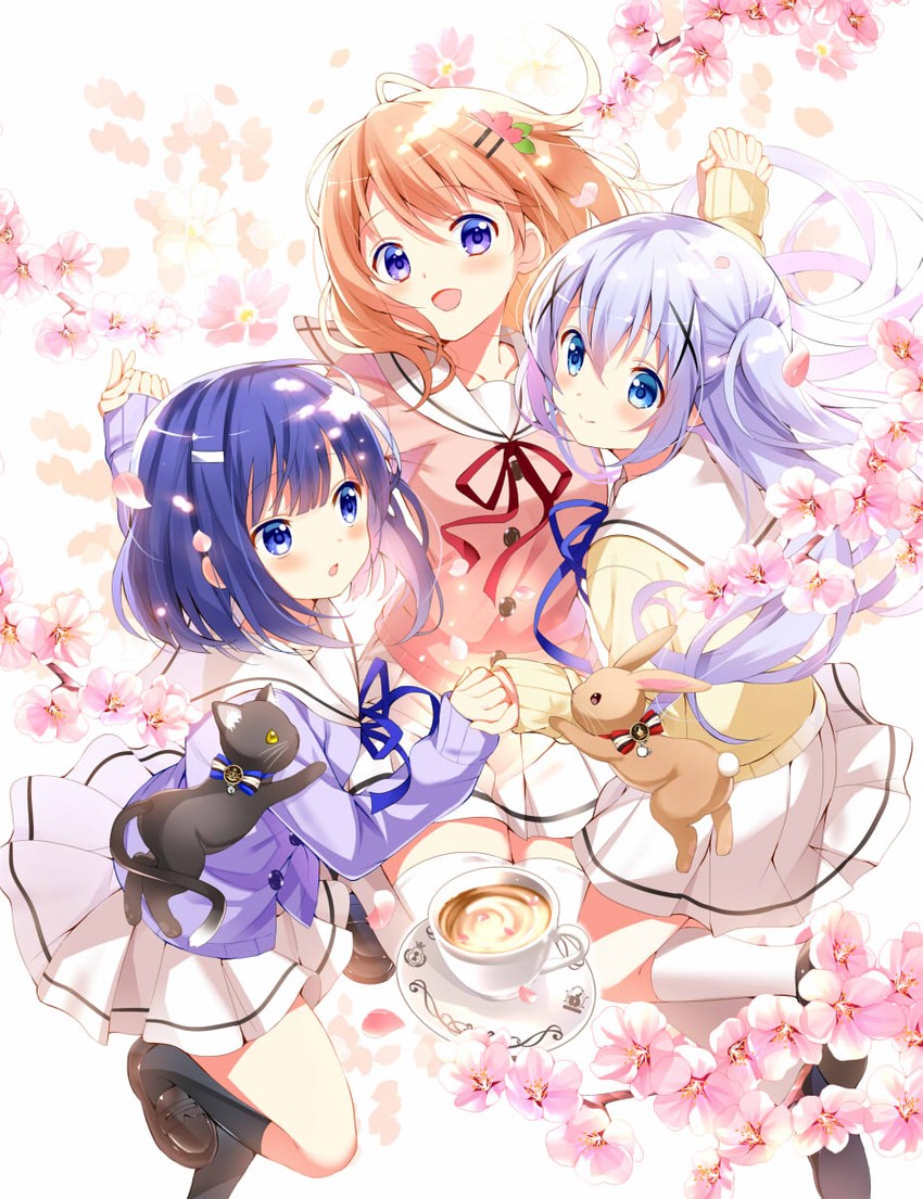 kafuu chino, hoto cocoa, and fuiba fuyu (gochuumon wa usagi desu ka?) drawn by koi_(koisan)