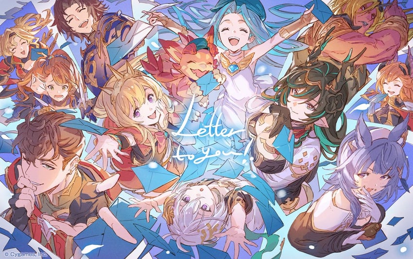 cagliostro, zeta, lyria, beatrix, vyrn, and 7 more (granblue fantasy) drawn by minaba_hideo