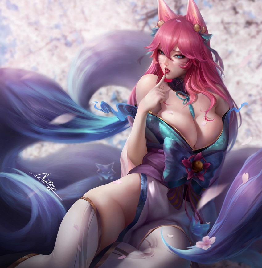 ahri and spirit blossom ahri (league of legends) drawn by qinzeduomexiong