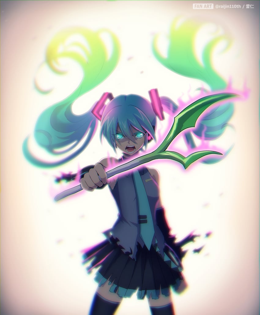 hatsune miku (vocaloid) drawn by raijin-bh