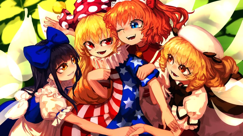 clownpiece, star sapphire, luna child, and sunny milk (touhou) drawn by fuji_tarawi