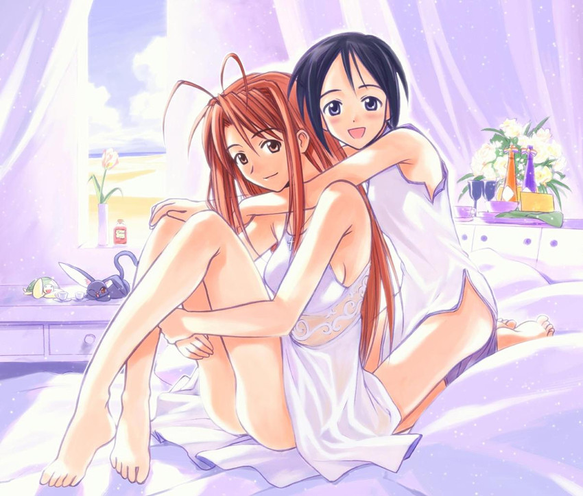 narusegawa naru, maehara shinobu, tama, and kuro (love hina) drawn by akamatsu_ken